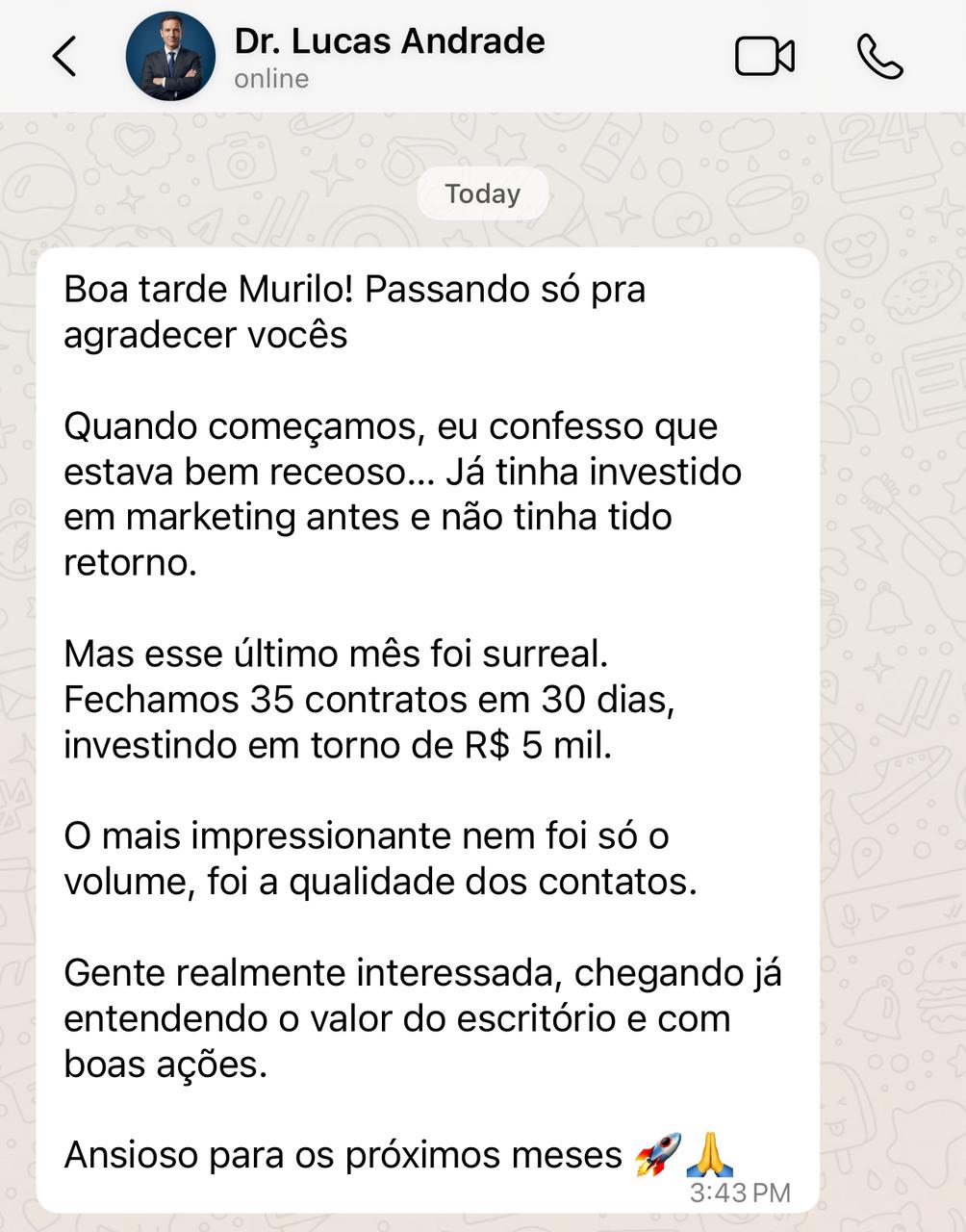 Depoimento de Dr. Lucas Andrade